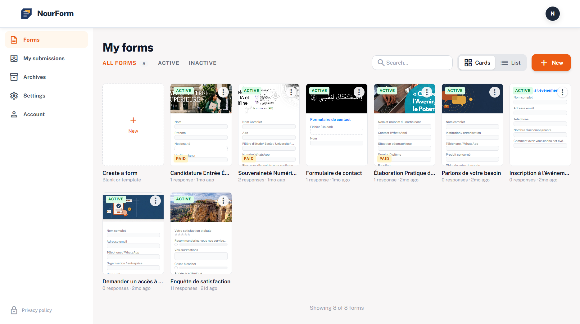 NourForm — Form Builder & Payments